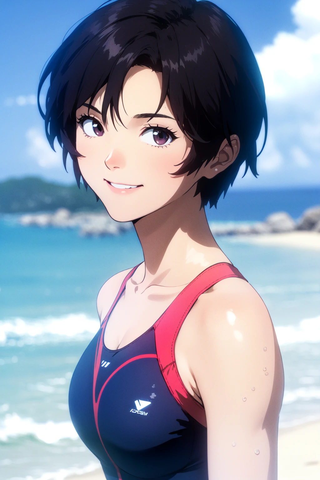(RAW photo, best quality), 1girl, natural lighting,
<lora:eva_ibuki_maya_v1_2:0.8> ibuki_maya, light smile , upper body, (swimming suit), on the beach