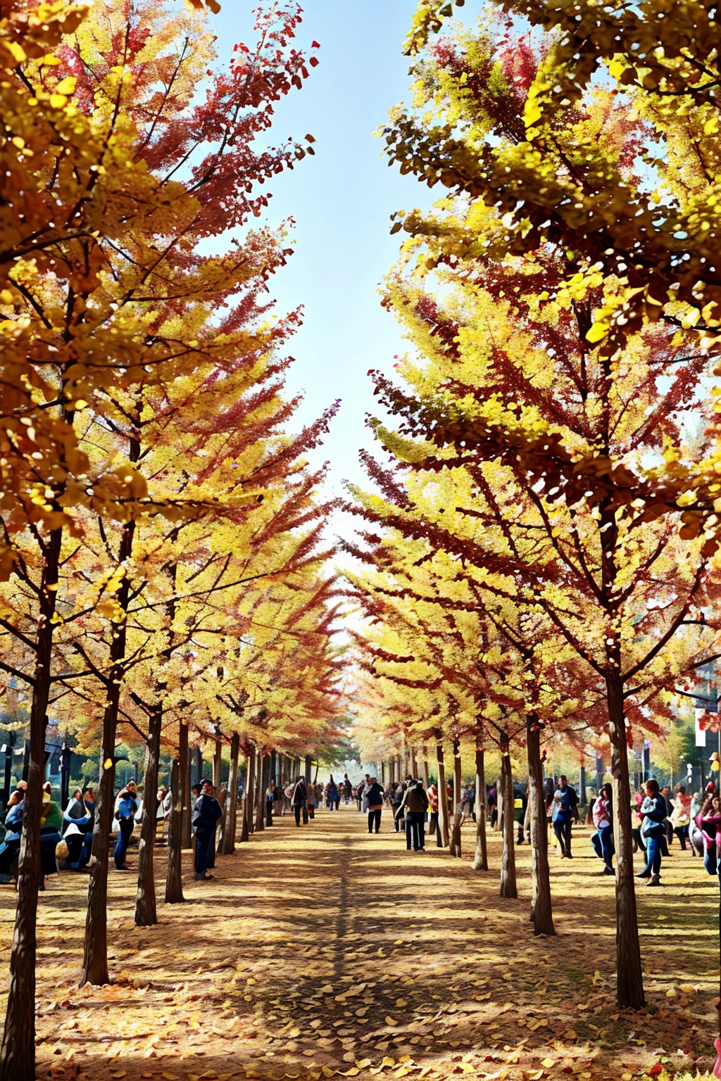 outdoors,<lora:ginkgo_v1:0.7>,ruanyi0001,crowd,people,<lora:detail_slider_v4:5>,autumn leaves,, best quality,masterpiece,high quality,real,realistic,super detailed,full detail,8K,