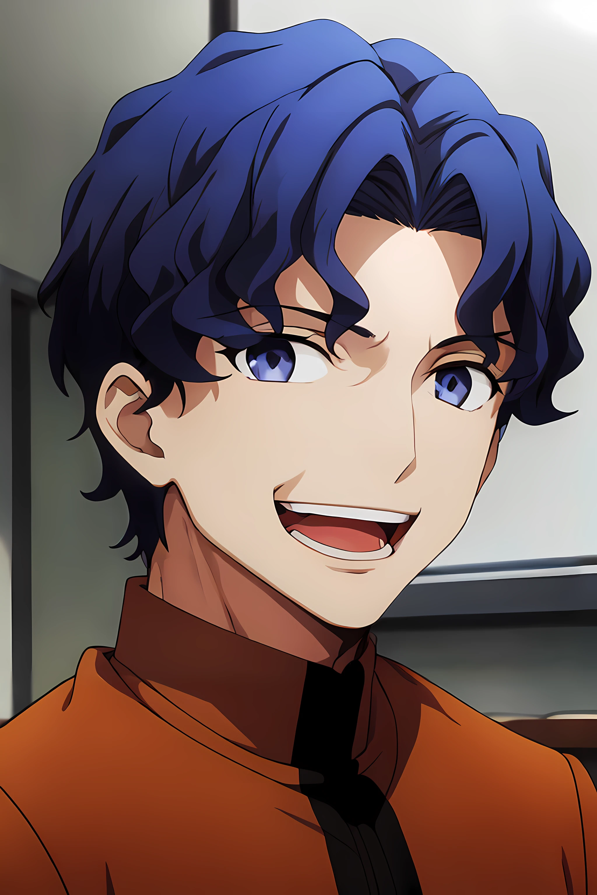 (masterpiece, best quality:1.2), highres, anime screencap, anime coloring, 1boy, solo, male focus, smile, open mouth,
ShinjiM_V1, blue hair, short hair, wavy hair, blue eyes, purple eyes,
homurahara academy school uniform,
indoors, classroom, portrait, looking at viewer, straight-on,
<lora:add_detail_CyberAlchemist:0.4>, <lora:GoodHands-beta2:0.8>, <lora:ShinjiM_V1:0.95>