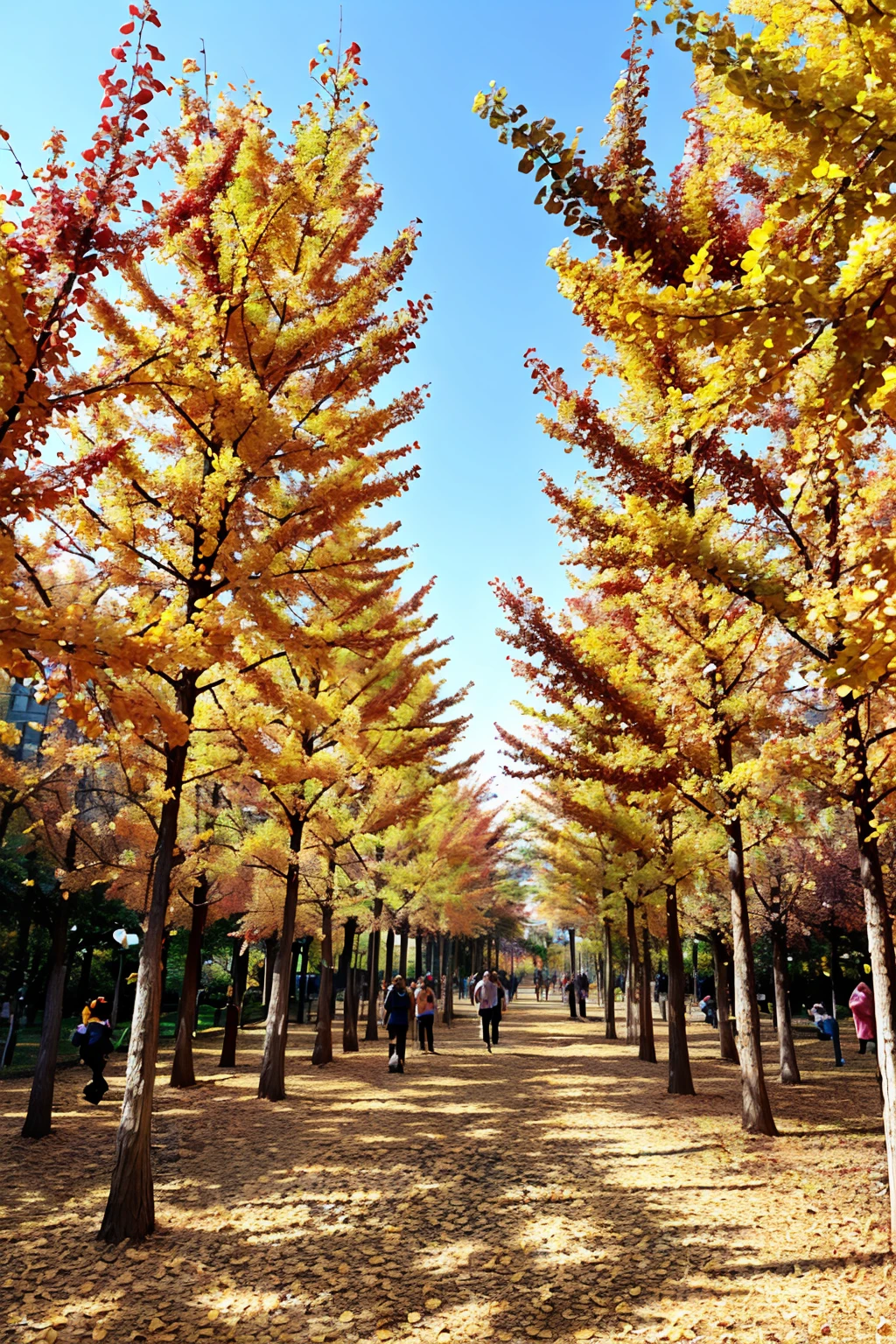outdoors,<lora:ginkgo_v1:0.7>,ruanyi0001,crowd,people,<lora:detail_slider_v4:5>,autumn leaves,, best quality,masterpiece,high quality,real,realistic,super detailed,full detail,8K,