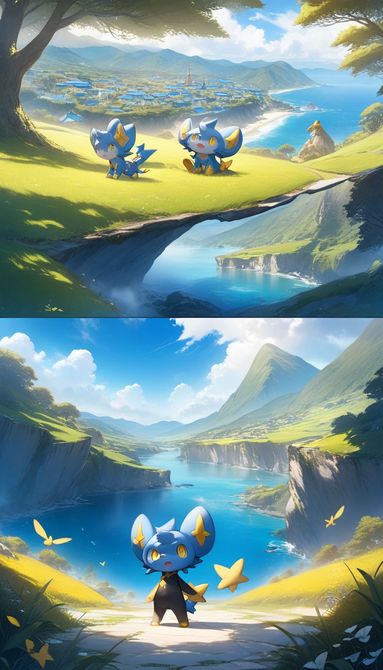Shinx, vivid, epic, cinematic scene, scenery, detailed background, masterpiece, best quality, high quality, absurdres <lora:shinx_xl_v1:1>