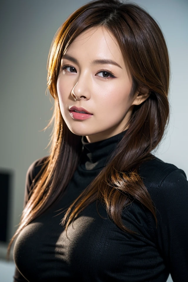 1girl,black turtleneck_sweater,best quality,masterpiece,illustration,an extremely delicate and beautiful,CG,unity,8k wallpaper,Amazing,finely detail,masterpiece,official art,extremely detailed CG unity 8k wallpaper,incredibly absurdres,huge filesize,ultra-detailed,highres,extremely detailed,beautiful detailed girl,realistic,indoors,<lora:Chae Yeon:0.8>,