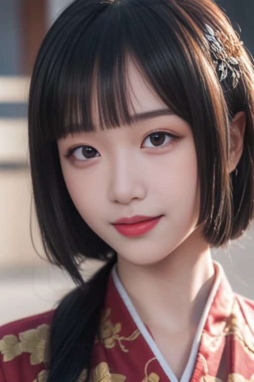 ltra-detailed,highly detailed,best quality,masterpiece,illustration,realistic,photorealistic,
qingqingzi,1girl, upper body,looking at viewer, smile, portrait, close-up,
dress, long hair, parted bangs, ponytail,
<lora:qingqingzi_v1_03:0.7>