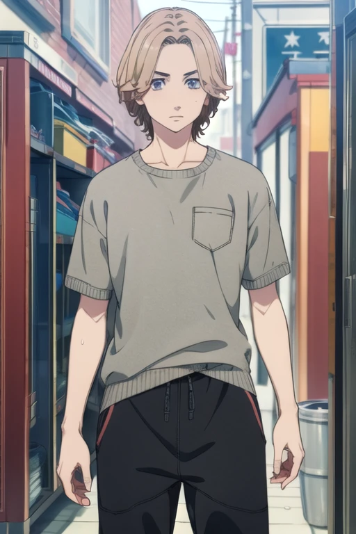 (best quality:1.1), (masterpiece:1.4), game cg, looking at viewer, , depth of field, , realistic, 1boy, solo, male focus, <lora:takuya_yamamoto:0.78>, takuya_yamamoto, blonde hair, grey eyes, sweatpant, , , HD-DVD