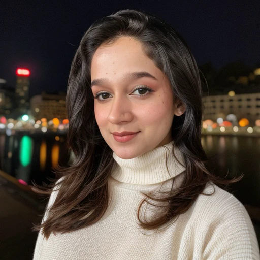 <lora:kavyaa_sd15_512_128_64_v1:1>kavyaa,1girl,looking at viewer, new years eve party fireworks in background, wearing a turtleneck sweater