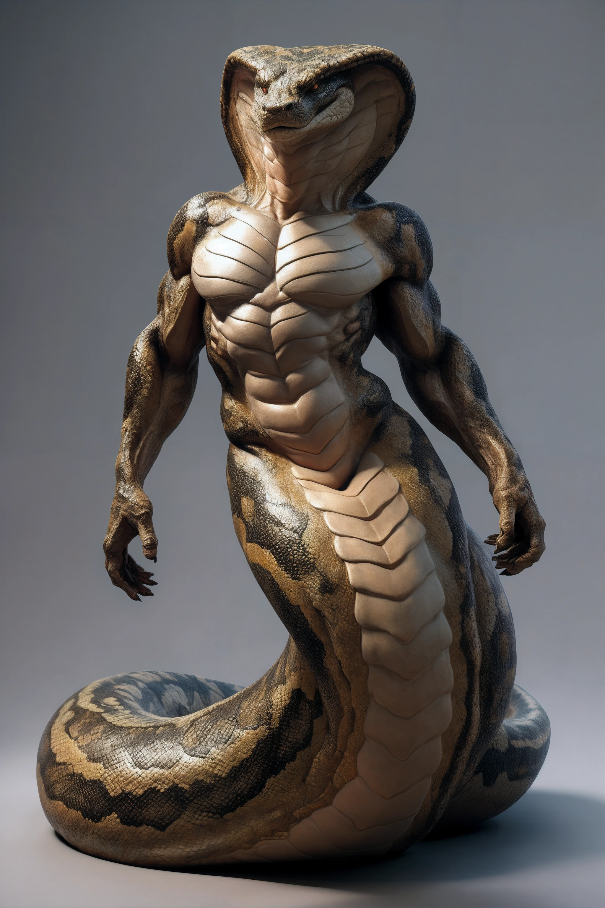 hyperdetailed,photorealistic,naga humanoid,detailed hands,detailed eyes,detailed tail,detailed snake body,full body pose,masterpiece,