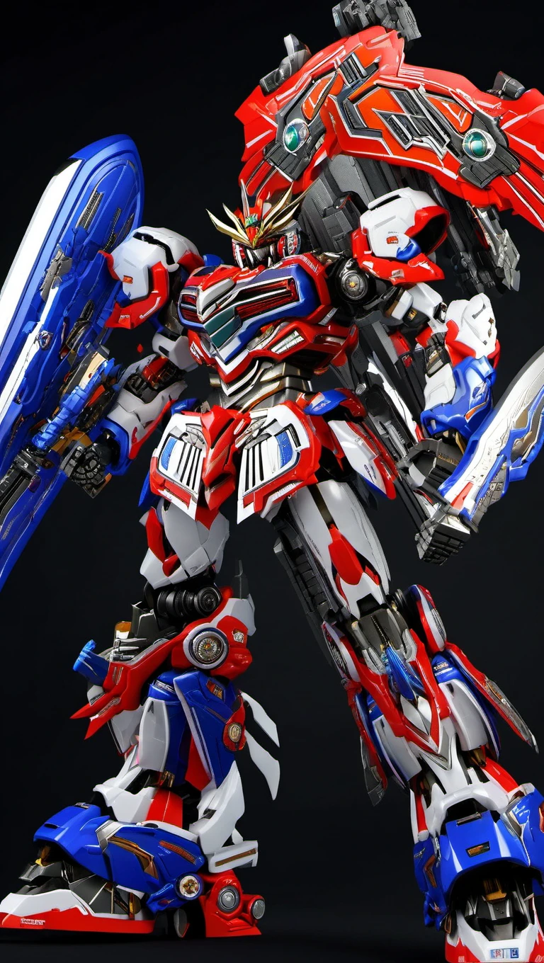 professional 3d model of (RARS:1.2), (best-proportions:1.2),(very biggest size superrobot:1.6), (battle scene:1.2), (battlefield:1.2), mecha armor, full armor, glowing , (full body:1.2),clenched hand, mechanical parts, robot joints,(holding huge sword:1.5) ,(huge mechanical shield:1.2),best quality, masterpiece, highly detailed, (huge mechanical weapon:1.3),(detailed armor:1.2),(detailed shield :1.2),(detailed weapon:1.2),(huge mechanical gun:1.2), octane render, highly detailed, volumetric, dramatic lighting