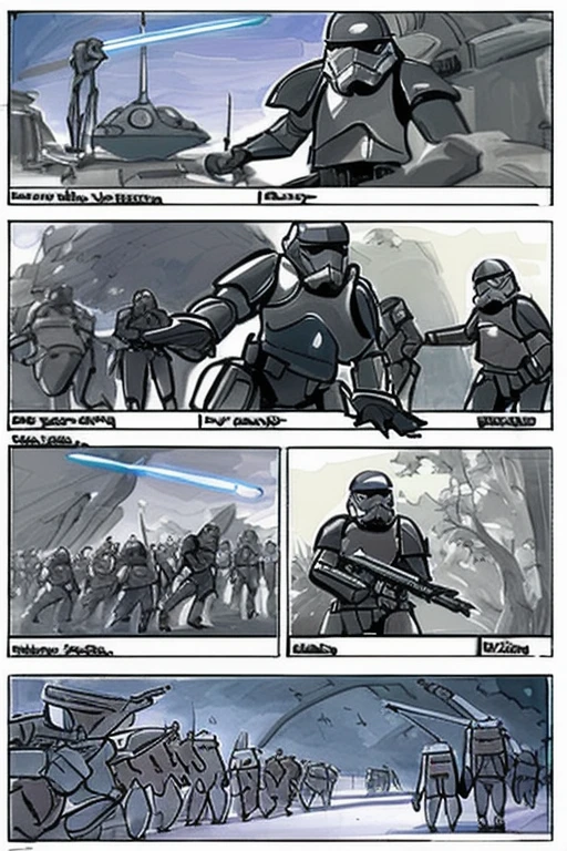 storyboard_style, star wars troops action scene <lora:Storyboard:1>