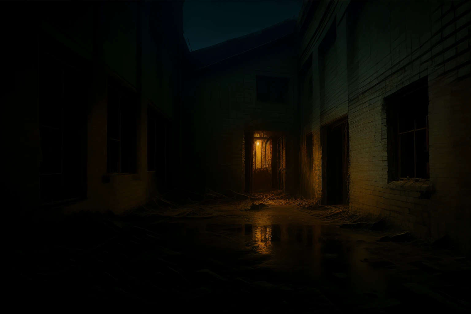 no humans,night,dark,<lora:detail_slider_v4:5>,<lora:nighttime_v1:1.4>,factory,<lora:abandoned factory_v1:0.7>,ruanyi0005,(((machinery, peeling wall, bricks, peeling wall exposing bricks, stagnant water, oil, soil, newspapers,, cups, bottles, factory, industry, no_lights, dappled moonlight, windows, sliding doors))),, best quality,masterpiece,high quality,real,realistic,super detailed,full detail,8K,