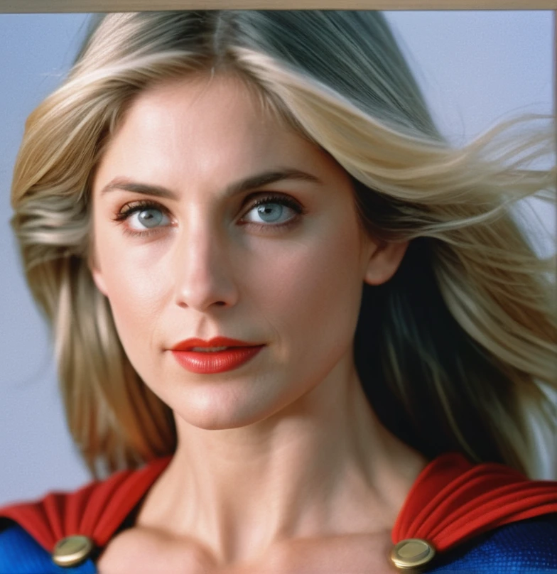Photo of helen slater, supergirl, superhero,  highly detailed, photorealistic, smooth render, sharp focus, dynamic lighting, golden ratio, 8k, shot on superia 400 film camera 50mm F2.8, photorealistic, award-winning film cinematography, artstation trending, and flickr award winning photo, realistic, very detailed, intricate details, bokeh,