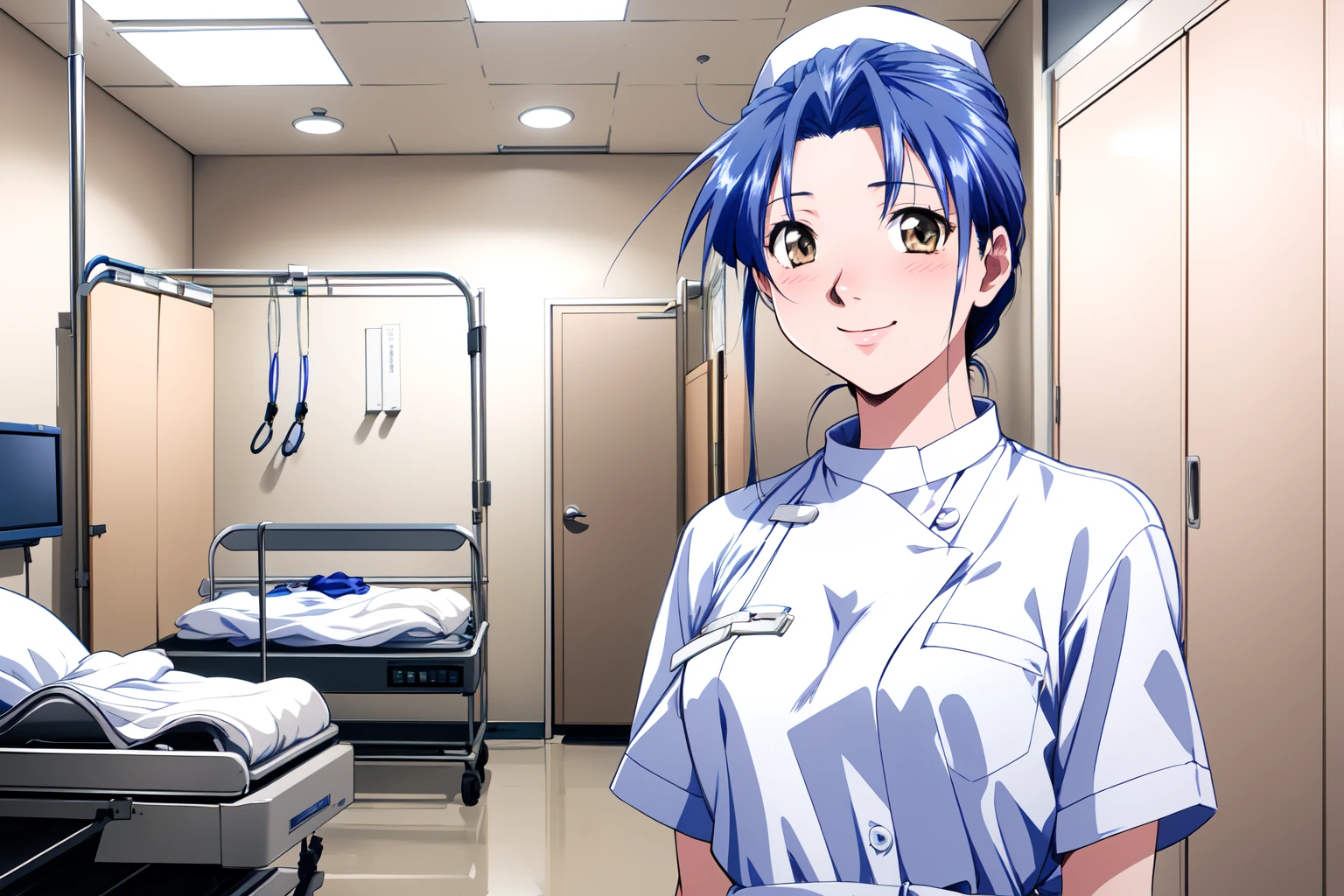 (RAW photo, best quality), 1girl, natural lighting, hospital, operating room,
<lora:innai_kansen_sugimura_hiroko_v2_2:1>, sugimura hiroko, nurse, smile,