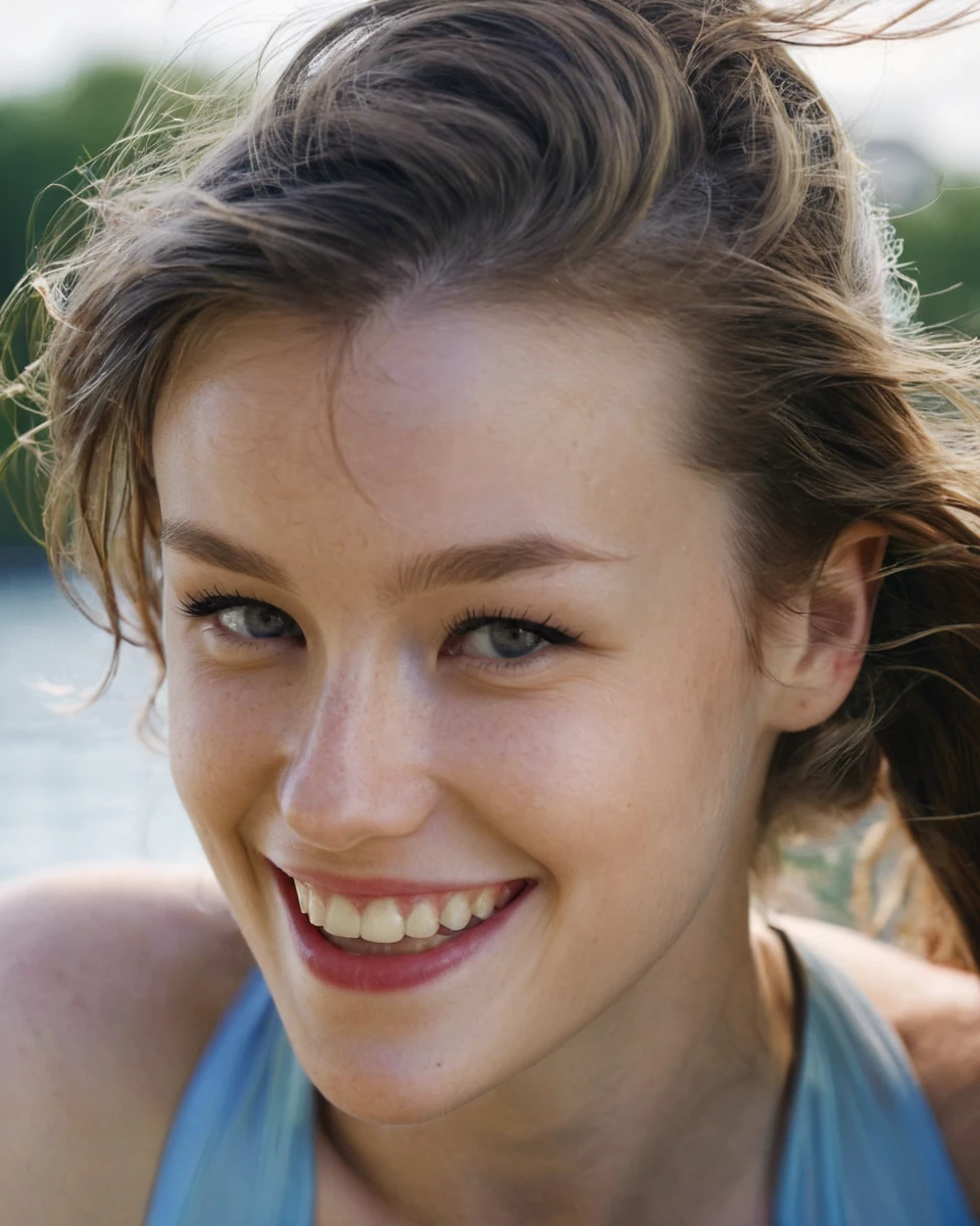 cinematic film still <lora:EmilyBloom_SDXL_v1.0:1>
large format photo, RAW, ((ohwx woman)) with fair pale skin,
softly blurred background accentuating focus on porous skin and playful eyes peeking out from behind tousled bangs, caught candidly laughing on set. Photographed on location in Paris by Juergen Teller, celebrated for raw portraits exuding life and joy. . shallow depth of field, vignette, highly detailed, high budget, bokeh, cinemascope, moody, epic, gorgeous, film grain, grainy