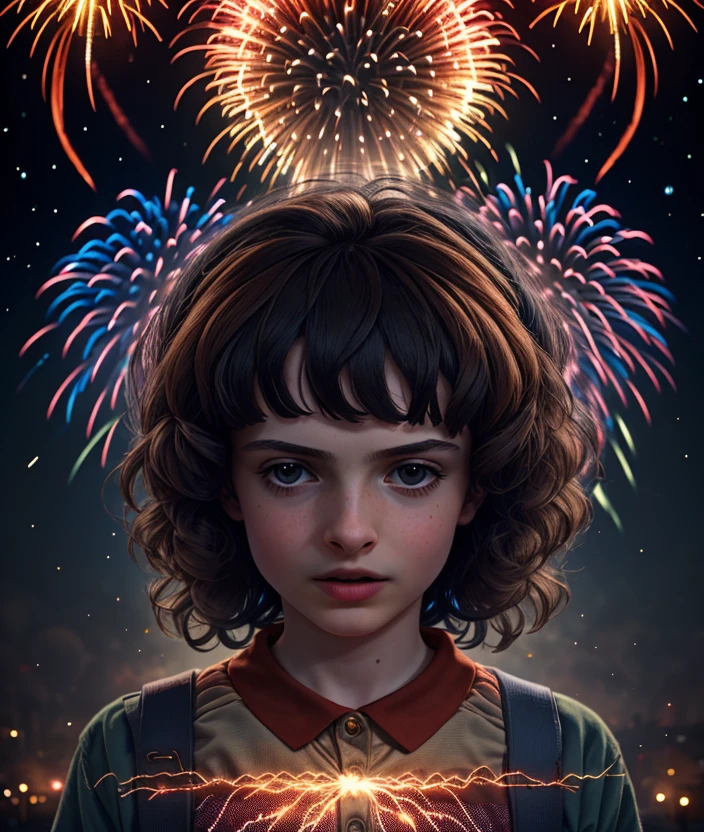 m1w3ll, ((Ultra-HD-details)), Fireworks background, Demogorgon, stranger things