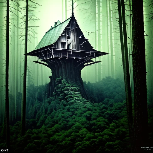 evang, tree house in the forest, atmospheric, hyper realistic, epic composition, cinematic, landscape vista photography by Carr Clifton & Galen Rowell, 16K resolution, Landscape veduta photo by Dustin Lefevre detailed landscape painting by Ivan Shishkin, DeviantArt, Miyazaki, Ghibli, 4k, artstation, unreal engine