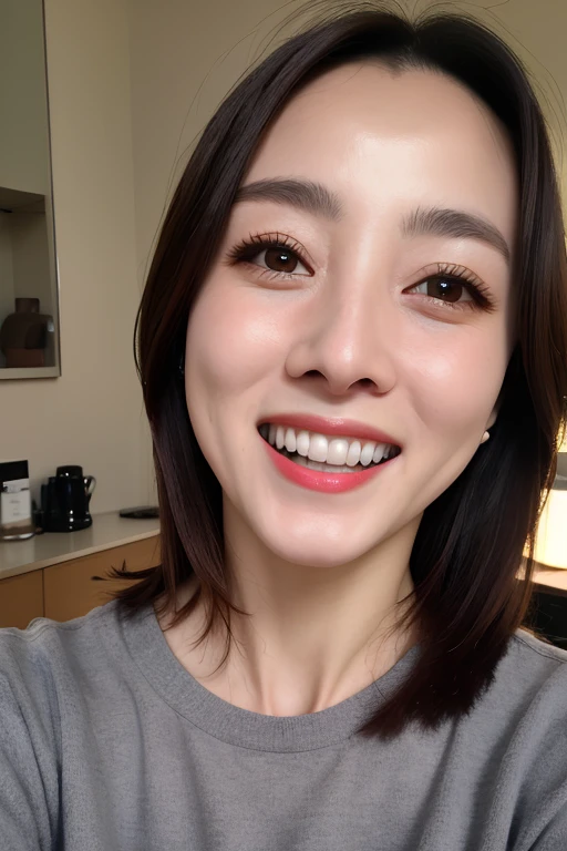 1 girl , close up, close up face , 17years old, smile , selfie , asian , beautiful, cum face , cum on her face, short hair , glasses