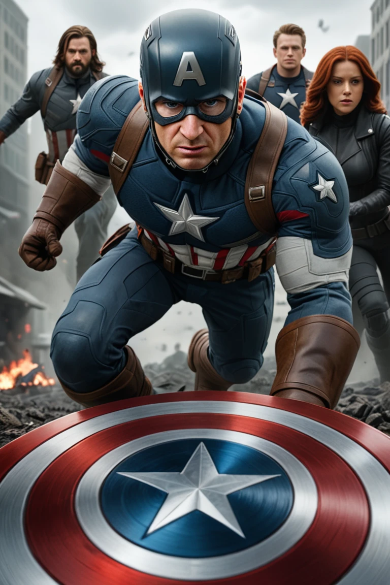 a worm's eye view of photography cinematic, The Captain America Trilogy film,sharp focus,dslr,high definition,trending on deviantart,hyperrealistic,(concept art),sharp focus,intricate detail,((intimate)),extreme long shot,cinematic quality,psychedelic,completed artwork
