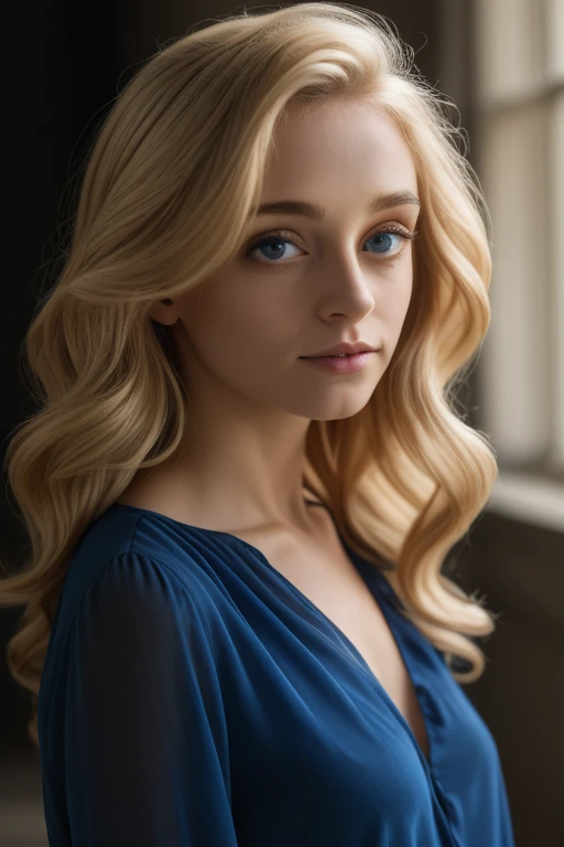 <lora:Almost_Famous_001e10:0.8> ari_af_001, blonde, facing viewer, dramatic, leaning forward into viewer playfully, wavy shoulder length hair, blue eyes, masterpiece portrait photography, profile, head turned, looking at viewer, radiant, luminous, aura, blouse, detail skin, pores, (8k uhd), backlighting,