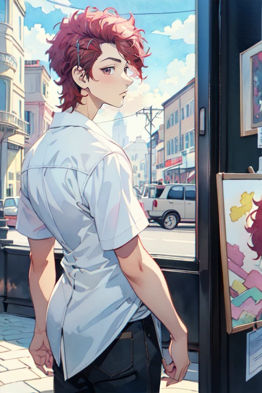 (best quality:1.1), (masterpiece:1.4), movie still, , , , (watercolor illustration, soft pastel colors:1.1), , 1boy, solo, male focus, <lora:atsushi_sendou:0.82>, atsushi_sendou, red hair, brown eyes, short hair, , , thief costume, science fiction hardboiled, High resolution