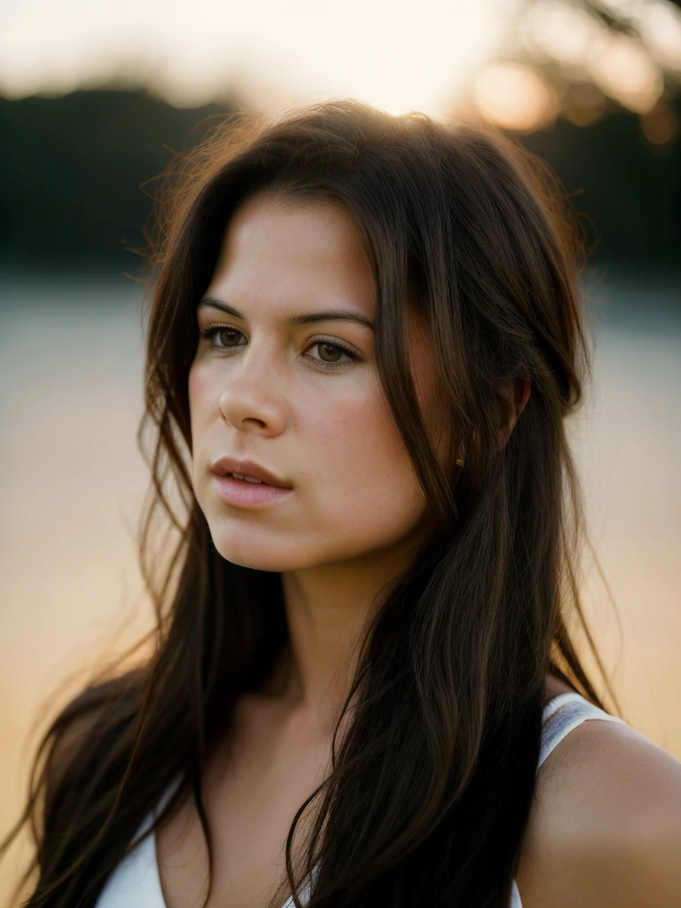 Realistic photo of a beautiful rh0n4m woman,   1girl,solo,long hair,simple background,brown hair,brown eyes,upper body,parted lips,lips,portrait,realistic, soft lighting, professional Photography, Photorealistic, detailed, RAW, analog, sharp focus, 8k, HD, high quality, masterpiece<lora:rh0n4m:1.0>