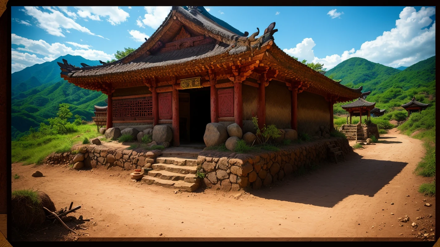 best quality,masterpiece,highly detailed,ultra-detailed, <lora:neg4all_bdsqlsz_V3.5:-1>
a house, no humans,outdoors,blue sky
east asian architecture,
<lora:old_village_last:2>, photograph, 50mm . cinematic 4k epic detailed 4k epic detailed photograph shot on kodak detailed cinematic hbo dark moody, 35mm photo, grainy, vignette, vintage, Kodachrome, Lomography, stained, highly detailed, found footage, breathtaking ,award-winning photo, professional, highly detailed