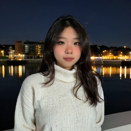 <lora:anikaauwu_sd15_512_128_64_v1:1>anikaauwu,1girl,looking at viewer, new years eve party fireworks in background, wearing a turtleneck sweater