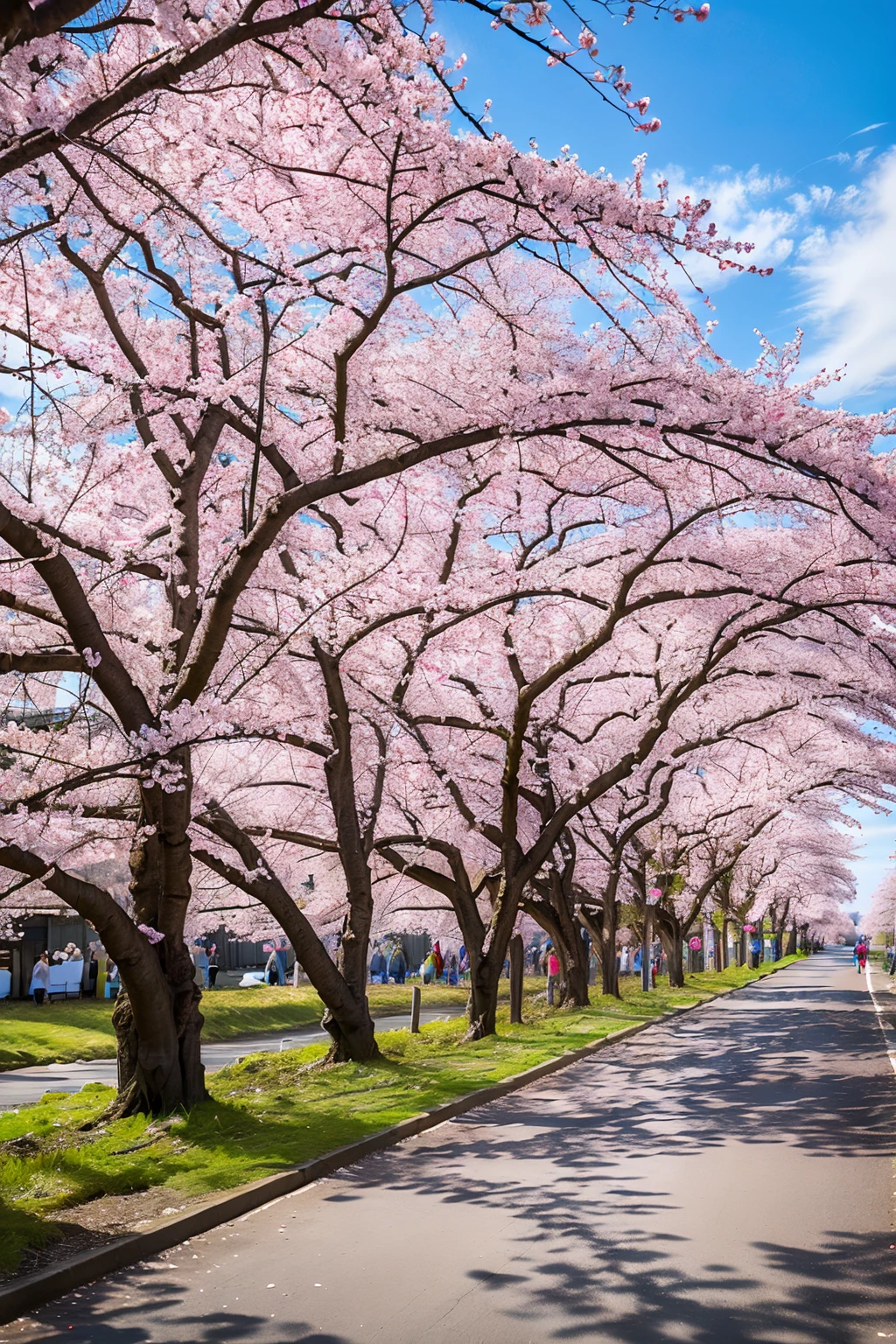 no humans,sunlight,<lora:sakuru_v1:0.7>,ruanyi0007,<lora:detail_slider_v4:3>,cherry blossoms,sakura,falling petals,petals,crowd,people,, best quality,masterpiece,high quality,real,realistic,super detailed,full detail,8K,