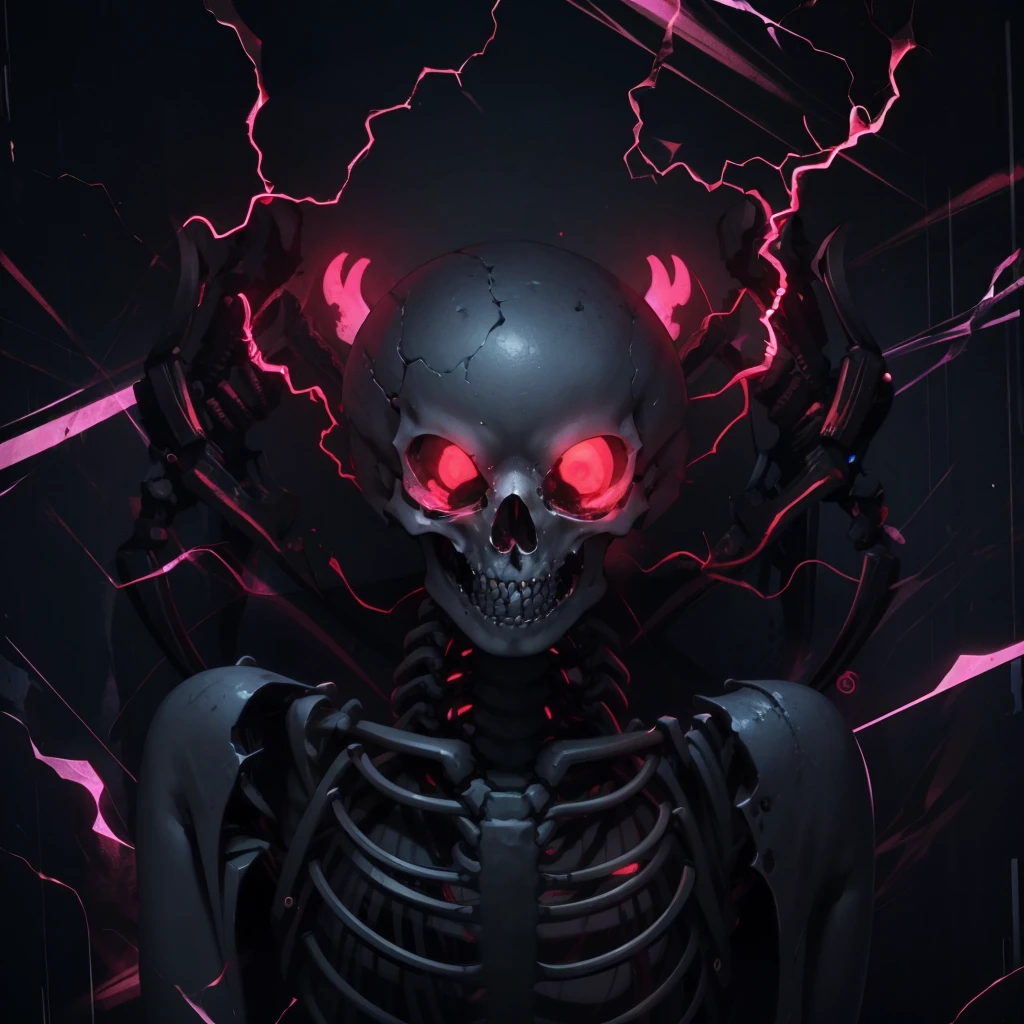 <lora:Ztekno_Style:1>, ZteknoStyle, skeleton with a red brain on it's head, digital art, behance contest winner, digital art, red and obsidian neon, abduzeedo, (High Quality)