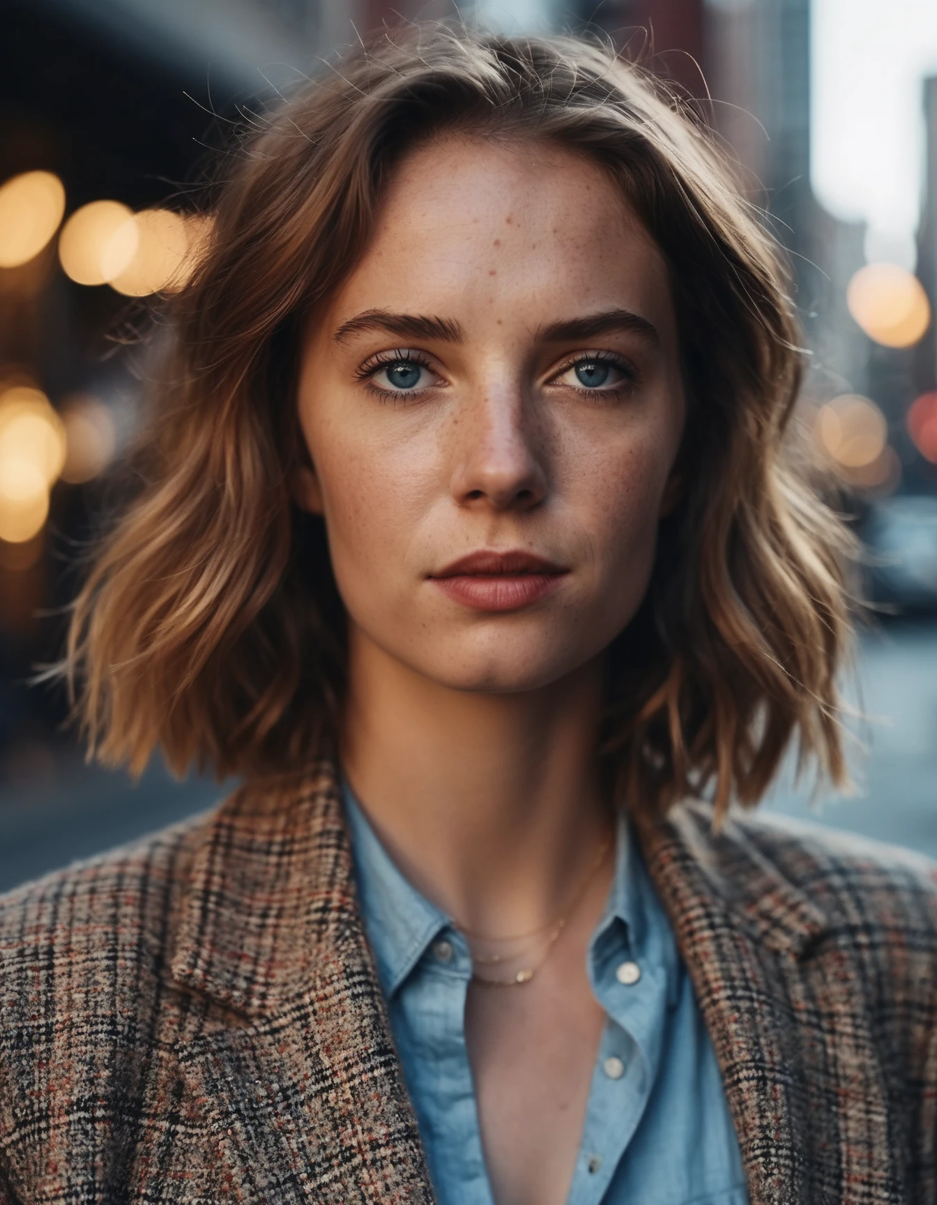 cinematic photo Mid-shot portrait of a beautiful ((ohwx woman)) in his 30s with perfect skin, candid street portrait in the style of Martin Schoeller award winning, Sony a7R <lora:maya_dh128_v1-step00015000:1> . 35mm photograph, film, bokeh, professional, 4k, highly detailed