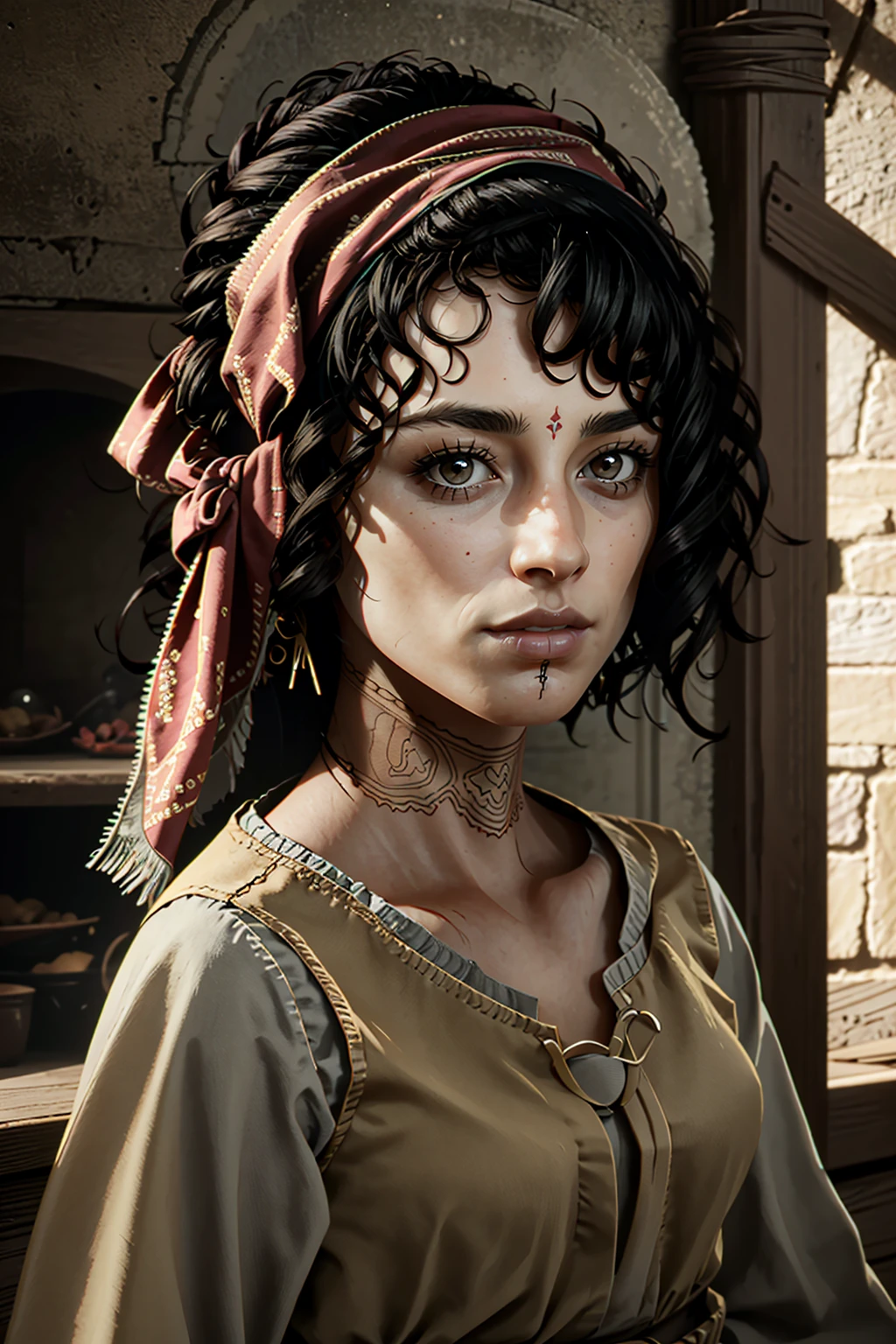 ((ultra detailed, masterpiece, absurdres))
<lora:PSophia:0.9>
PSophia, 1girl, solo, black hair, brown eyes, tattoo, dark skin, portrait