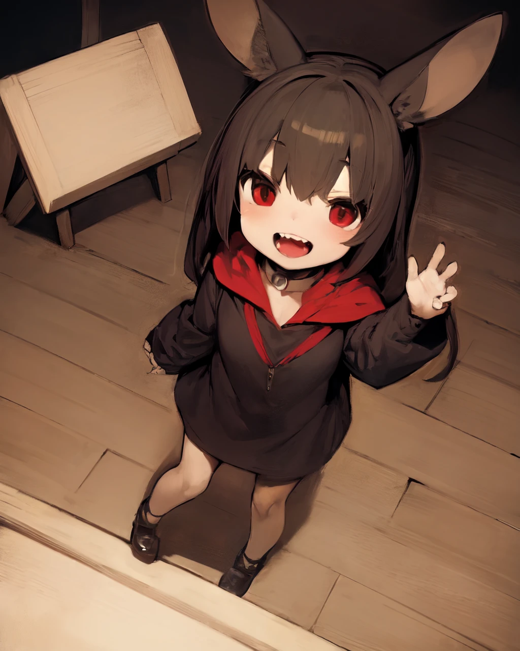 <lyco:Shirokujira-NAI-LyCORIS-v1.1:1>
1girl, solo, rabbit_ears, red_eyes, \:\D, sharp_teeth
