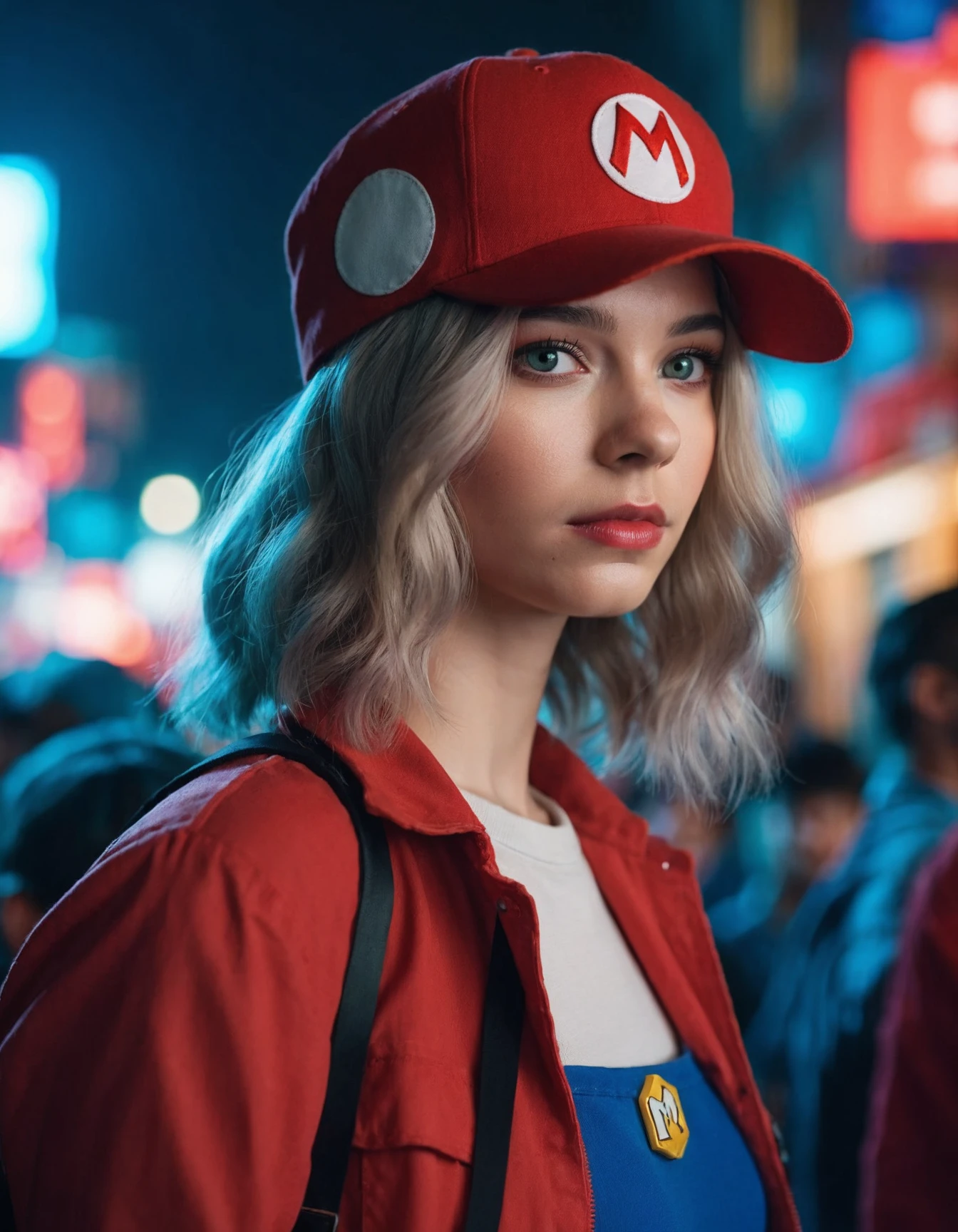 cinematic photo Portrait of (((ohwx woman))) as super Mario, red hat, fantasy, highly detailed, digital painting, artstation, concept art, sharp focus, illustration, art by Tony Sart and artgerm and randy vargas <lora:myers__dh_128_sdxl_v1b:1.05> . 35mm photograph, film, bokeh, professional, 4k, highly detailed