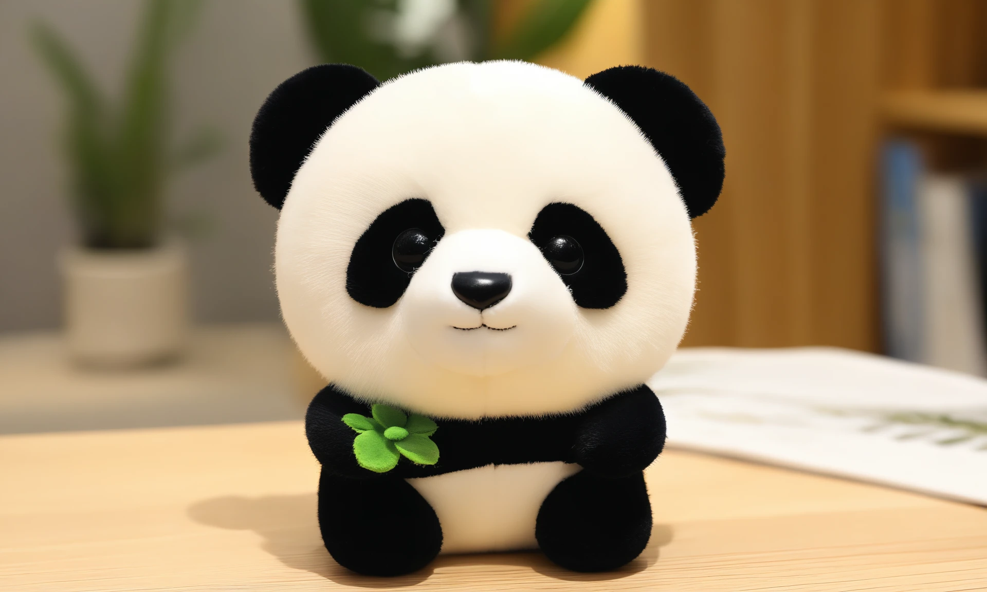 <lora:plushstuffedcd_xl-000006:0.8>,a (plushstuffedcd_xl,plush stuffed toy:1.2) panda,black theme,standing on a table,chinese zodiac,solo,in office,long-focus,tilt-shift,miniature,cute and lovely,still life,from front,looking at viewer,no humans, emotional,harmonious,high budget,moody,epic,gorgeous,perfect lighting,realistic,photorealistic,photographic,photo (medium),real,moody lighting,volumetric lighting,reality ray tracing,8K,HDR,UHD,masterpiece,best quality,highly detailed,high resolution,finely detail,extremely detailed,ultra detailed,wallpaper