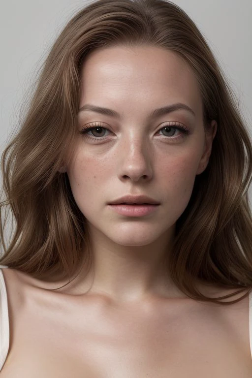 DEN_olga_kobzar,
(headshot:1.2) portrait on a (plain grey background:1.2), (headshot:1.2), (face focus:1.1), windswept chaotic hair, soft lighting, low contrast, low saturation,
bokeh, f1.4, 40mm, photorealistic, raw, 8k, textured skin, skin pores, intricate details <lora:epi_noiseoffset2:1>, epiCRealism