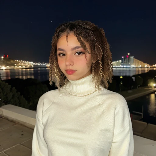 <lora:larissaK_sd15_512_128_64_v1:1>larissaK,1girl,looking at viewer, new years eve party fireworks in background, wearing a turtleneck sweater