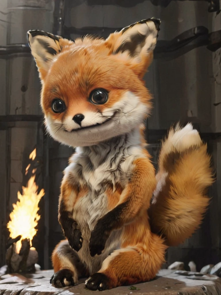 stnerfx, zhibi, chibi, cute, side view, epic battle staring small ferocious fox , silhouette, anime, digital, epic, high budged fx, film still, cartoon, painting, cinematic, action, explosions, boss fight, dramatic lighting, shadowplay, <lora:- SDXL - stnerfx _Stoner_Fox_V3.0:.9> <lora:zhibi:.4>