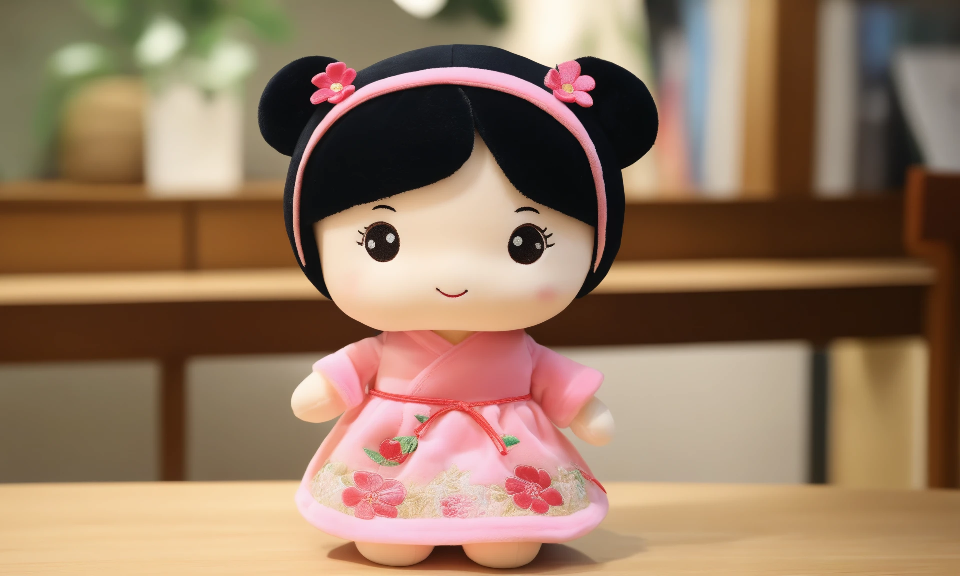 <lora:plushstuffedcd_xl-000006:0.8>,a (plushstuffedcd_xl,plush stuffed toy:1.2) asian girl,with china dress standing on a table,solo,in office,long-focus,tilt-shift,miniature,cute and lovely,still life,from front,looking at viewer,no humans, emotional,harmonious,high budget,moody,epic,gorgeous,perfect lighting,realistic,photorealistic,photographic,photo (medium),real,moody lighting,volumetric lighting,reality ray tracing,8K,HDR,UHD,masterpiece,best quality,highly detailed,high resolution,finely detail,extremely detailed,ultra detailed,wallpaper