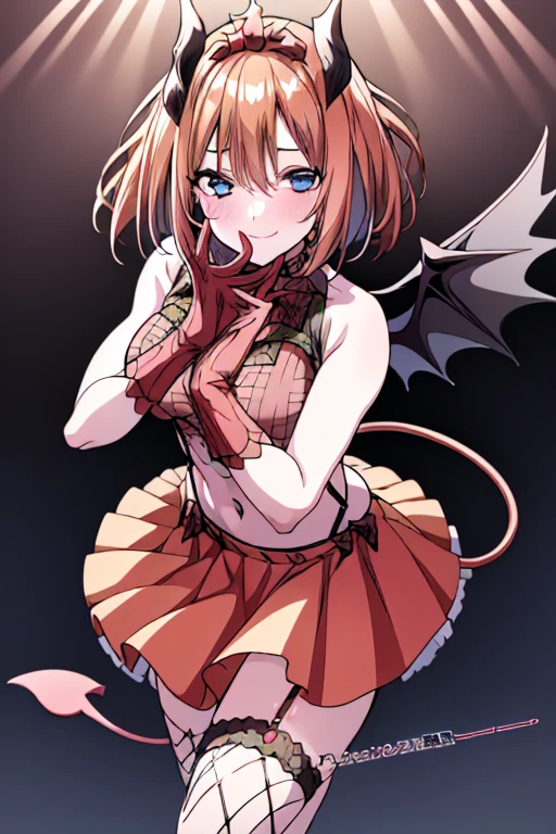 (masterpiece:1.4), high quality, high definition, sharp focus, detailed clothes, detailed body, detailed face, anime, best quality, 4k, 8k, absurd resolution, intricate detail, detailed hands, detailed eyes, animation, illustration, highly detailed, highres, extremely detailed, medium breasts, bangs, blush, shizukusolituderain, <lora:hyperdenoiser_v090:0.6>, (looking at viewer:1.6), smiling, <lora:perfetfingers:1>, 1girl, ah1, <lora:hyperrefiner_v090:0.6>, <lora:add_detail:0.3>, armband, bare shoulders, bead bracelet, bead,
bow, bracelet, camisole, choker, demon horns, demon tail, demon wings, fake horns, fake tail, fake wings, fishnet thighhighs, fishnets, frilled skirt, frills, garter straps, gloves, hair bow,
holding, holding pitchfork, horns, jewelry, midriff, pink bow, pink camisole, pink gloves, pink skirt, pitchfork, polearm, polka dot, polka dot bow, skirt, spaghetti strap, suspender skirt, suspenders, tail, thighhighs, tiara, trident, weapon, wings, shoes, high heels, <lora:Nico_Yazawa_Little_Devil_Outfit:1>, <lora:Nakano_Yotsuba_Ecsta:1> nakano_yotsuba_ecsta, blue eyes, orange hair, hair ribbon, nakano yotsuba, green ribbon, hair between eyes <lora:nakano_yotsuba_v1:1> aayotsuba,