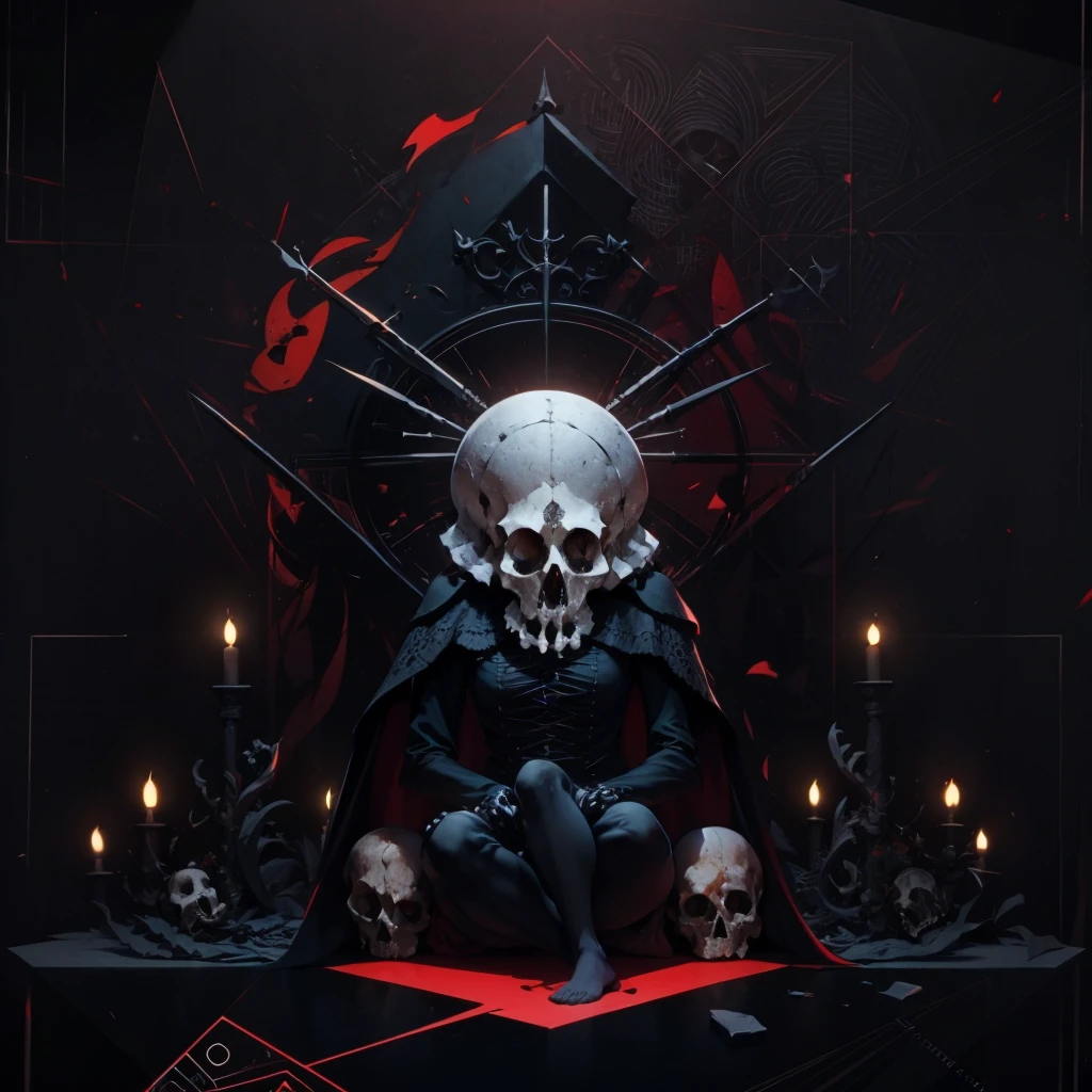 <lora:Ztekno_Style:1>, ZteknoStyle, skull sitting on top of a red and black background, digital art, behance contest winner, gothic art, holy geometry, heilung, (High Quality)