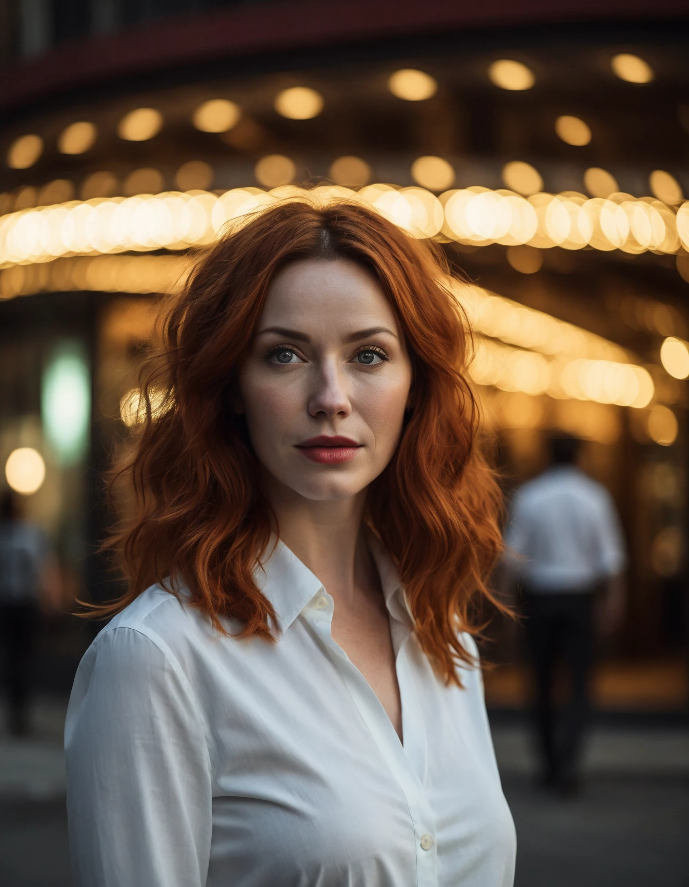 cinematic photo Mid-shot portrait of a beautiful (((ohwx woman))) in her 30s , with long hair, candid street portrait in the style of Martin Schoeller award winning, Sony a7R <lora:hendricks_dreambooth_lora_v2b:1> . 35mm photograph, film, bokeh, professional, 4k, highly detailed