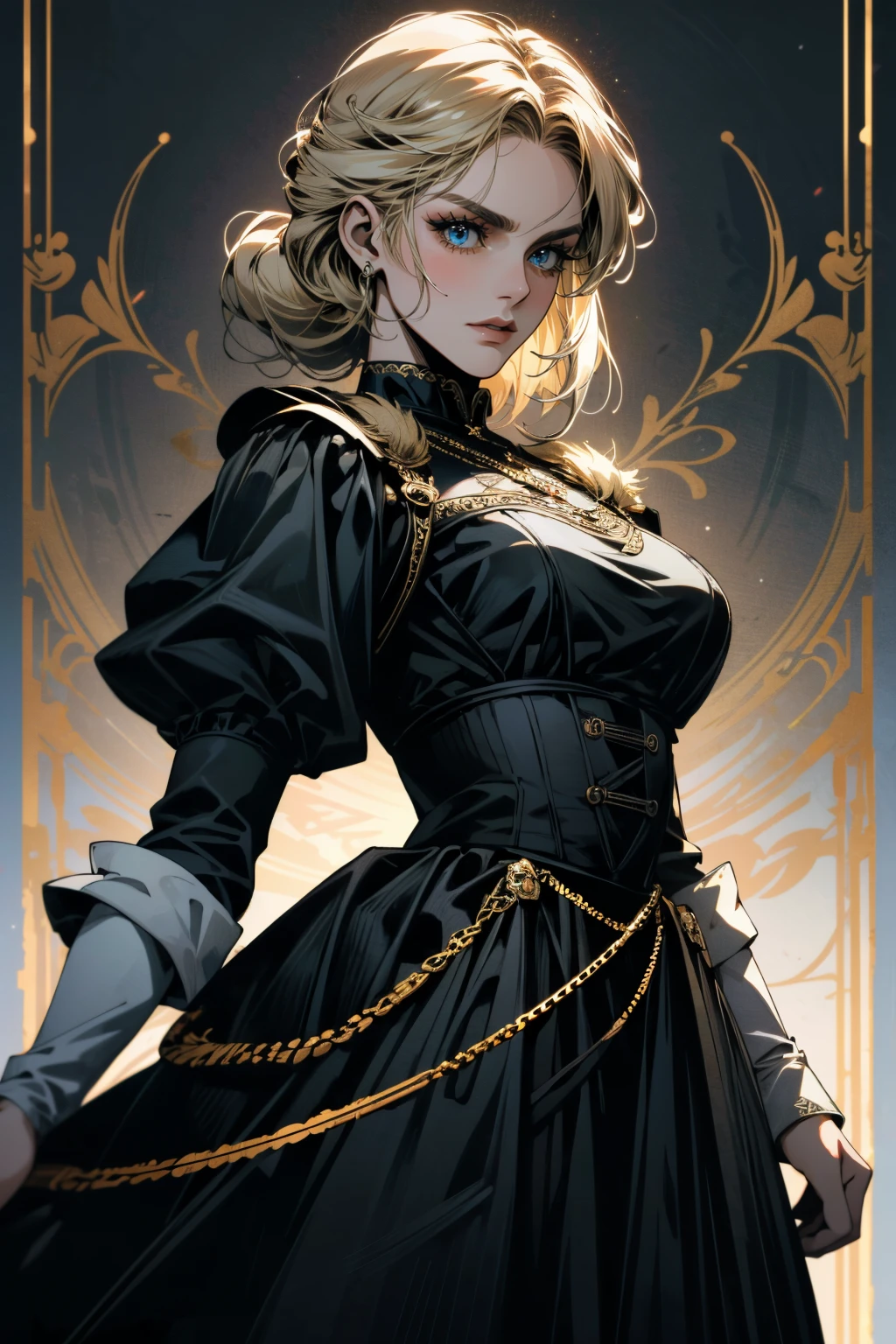 ((ultra detailed, masterpiece, absurdres))
<lora:PEmilie:0.9>
PEmilie, 1girl, solo, blonde hair, blue eyes, As the cover model for a fashion magazine, fierce pose, wearing a bold and edgy outfit