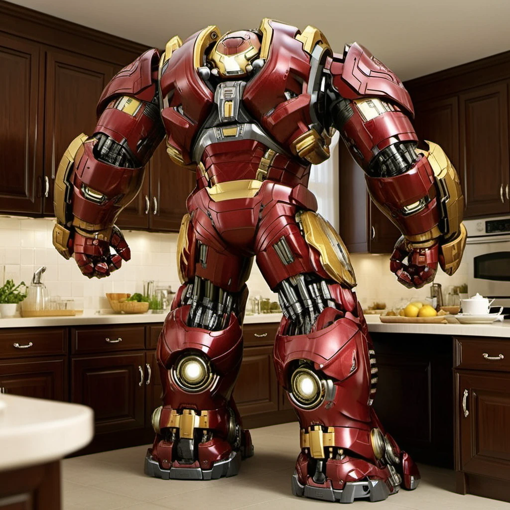 Hulkbuster1024, a robot, full body, cleaning dishes in a kitchen , highly detailed, photography, ultra sharp, film, professional, 64k <lora:add-detail-xl:1.5> <lora:Hulkbuster1024:0.8>