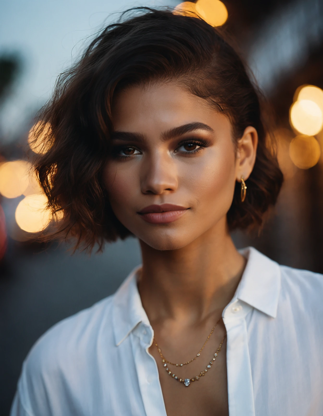 cinematic photo an exquisite portrait photograph, 85mm medium format photo of ((ohwx woman)) with a classic haircut <lora:zendaya_dh128_v1-step00009000:1> . 35mm photograph, film, bokeh, professional, 4k, highly detailed