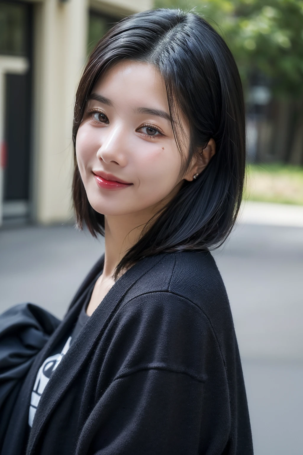 kwoneunbi,1girl,((realistic)), ((hyperrealism)),((best quality)), (((masterpiece))),((ultra high res)),((ultradetailed)), (photorealistic:1.4), idol, (looking at viewer:2), <lora:add_detail:0.6>,detailed face,detailed eyes,
<lora:Eunbi_v1:1> ,
wide shot, panorama,
outdoors, smile, black hair, closed mouth, cowboy shot,