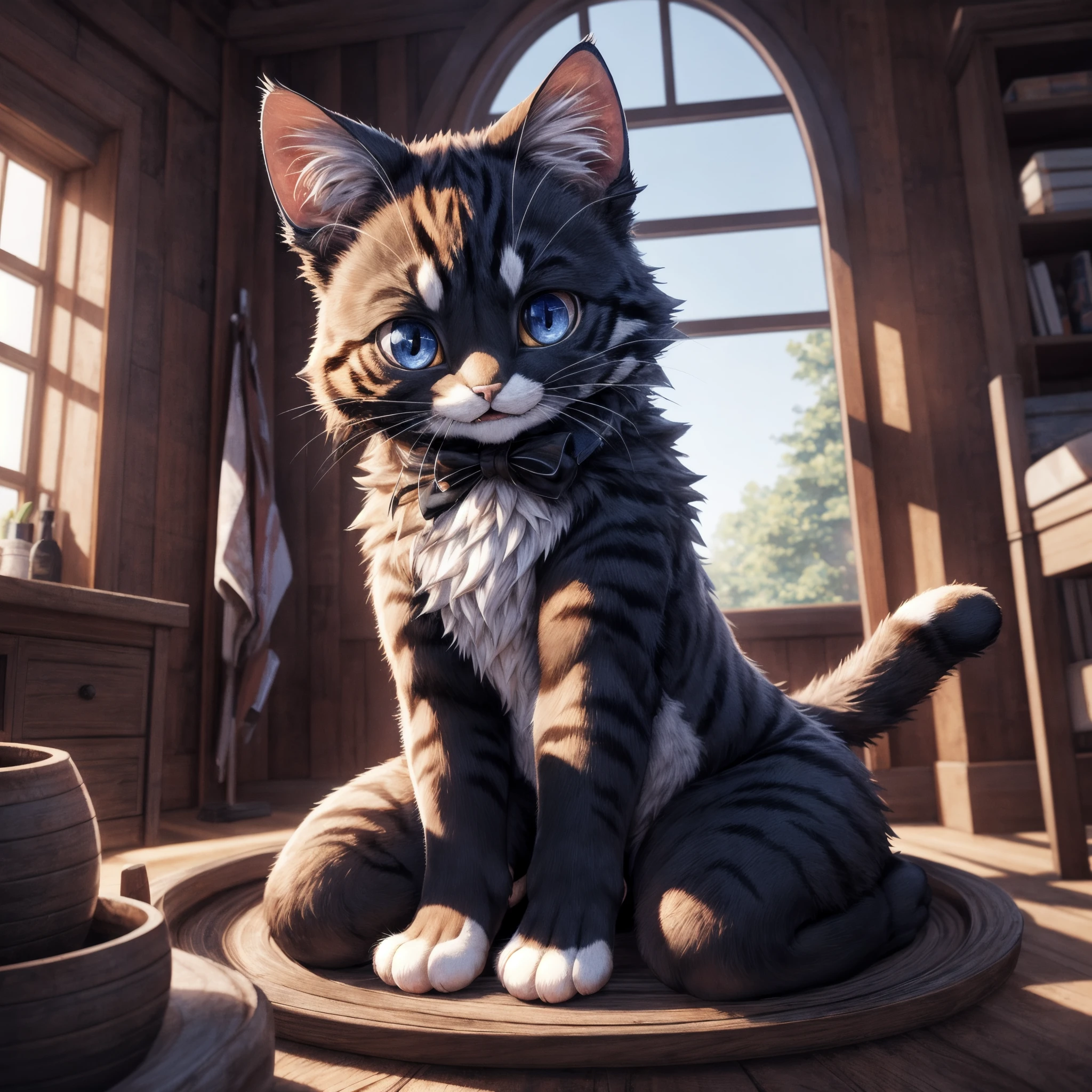 UHD 8k, HDR+, cute female cat, intricately detailed