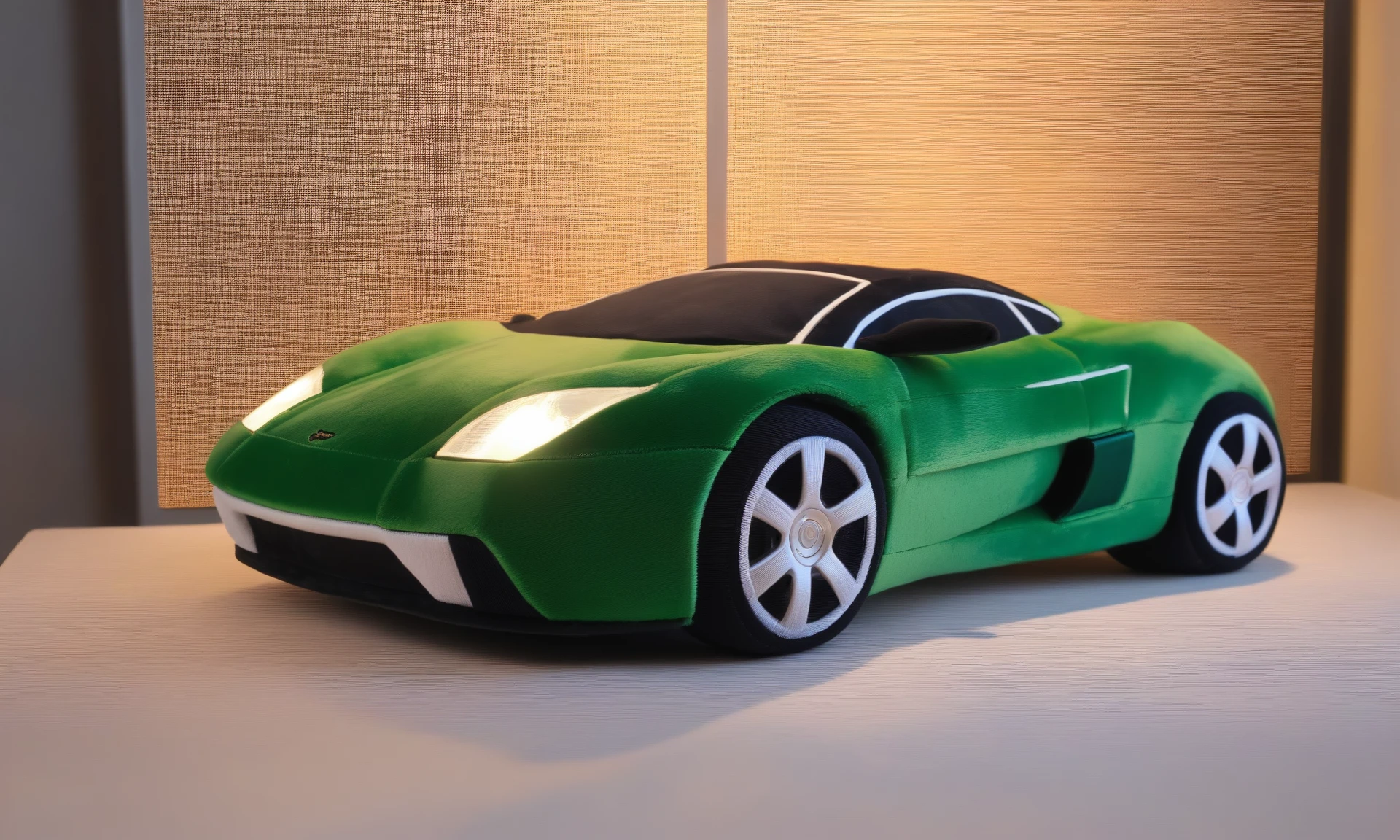 <lora:plushstuffedcd_xl-000006:0.8>,a (plushstuffedcd_xl,plush stuffed toy:1.2) modern sports car on a table,yellow theme,supercar,solo,in office,long-focus,tilt-shift,miniature,cute and lovely,still life,from front,looking at viewer,no humans, emotional,harmonious,high budget,moody,epic,gorgeous,perfect lighting,realistic,photorealistic,photographic,photo (medium),real,moody lighting,volumetric lighting,reality ray tracing,8K,HDR,UHD,masterpiece,best quality,highly detailed,high resolution,finely detail,extremely detailed,ultra detailed,wallpaper