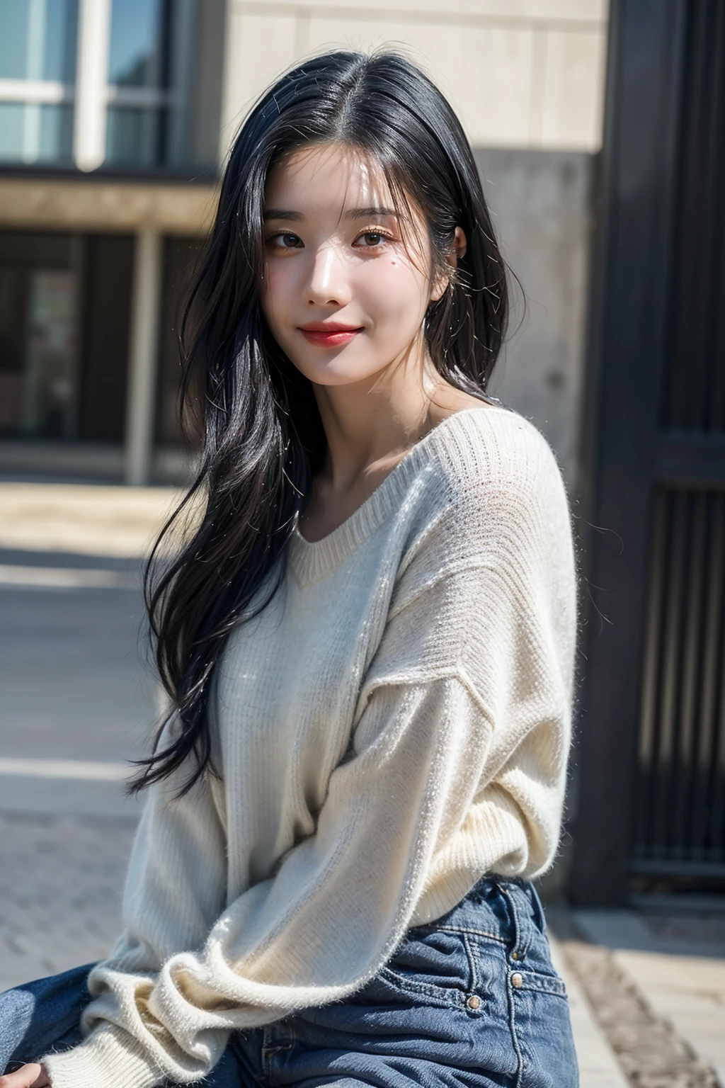 kwoneunbi,1girl,((realistic)), ((hyperrealism)),((best quality)), (((masterpiece))),((ultra high res)),((ultradetailed)), (photorealistic:1.4), idol, (looking at viewer:2), <lora:add_detail:0.6>,detailed face,detailed eyes,
<lora:Eunbi_v1:1> ,
wide shot, panorama,
outdoors, smile, black hair, closed mouth, cowboy shot,