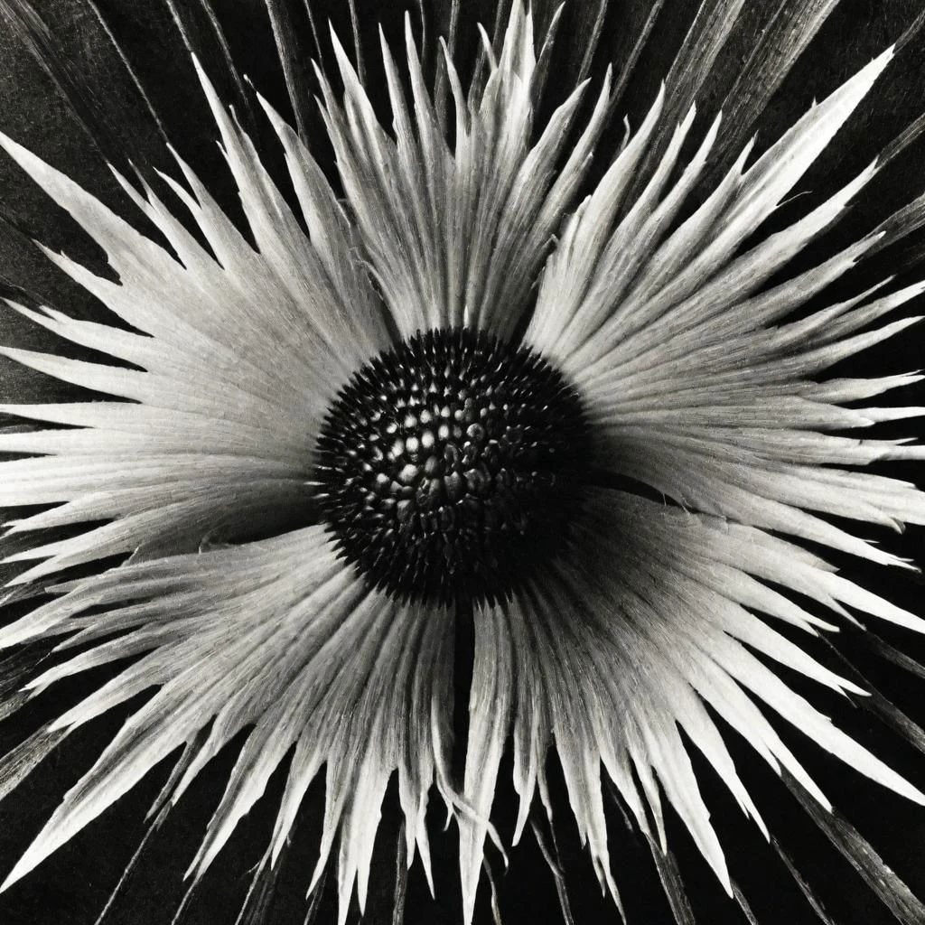 ASCIIConepine, photography in the style of K4RL, black and white, detailed, intricated, full