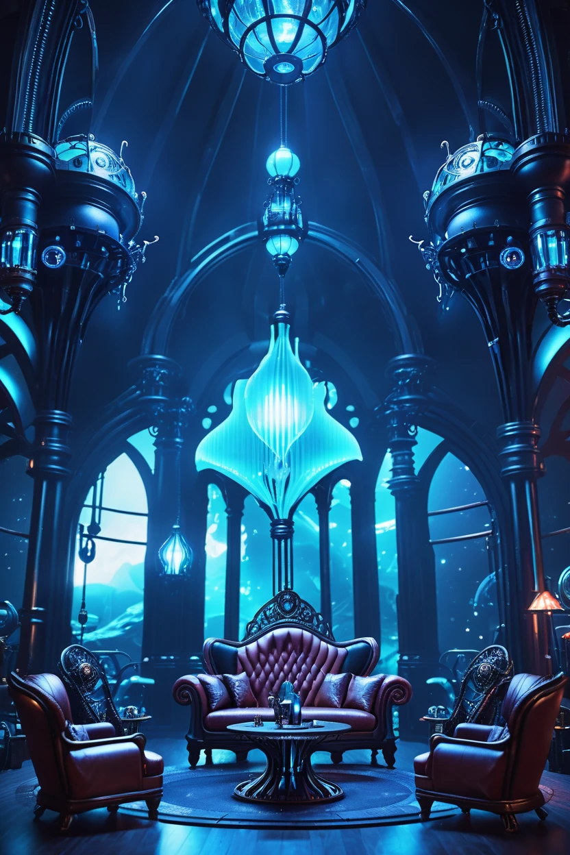 photograph, cinematic color grading, steampunk, scifi, bioluminescence lounge in a utopian,mysterious fantasy arcology at the beginning of the universe, masterpiece, by Alex Nice<lora:EnvyBetterHiresFixXL01:0:hr=1><lora:EnvyGothicXL01:1>