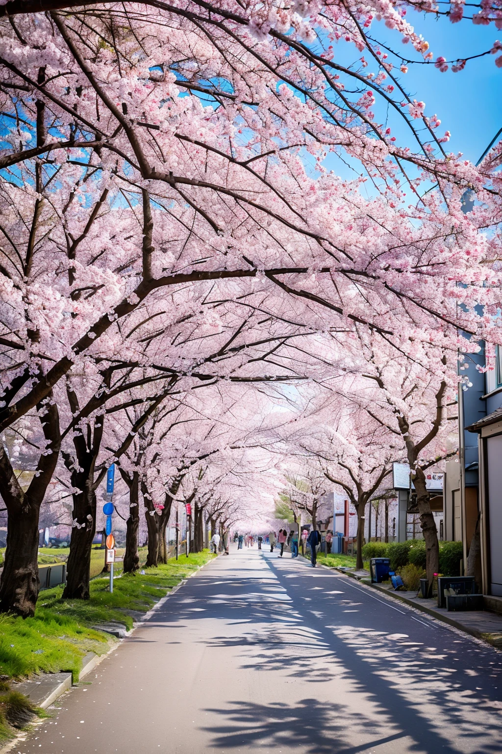 no humans,sunlight,<lora:sakuru_v1:0.7>,ruanyi0007,<lora:detail_slider_v4:3>,cherry blossoms,sakura,falling petals,petals,crowd,people,, best quality,masterpiece,high quality,real,realistic,super detailed,full detail,8K,