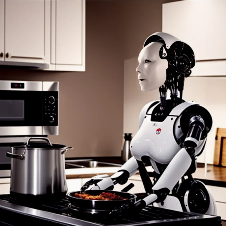 Robots_-_Bjorks_All_Is_Full_of_Love, a robot cooking in a kitchen, highly detailed, photography, ultra sharp, film, professional, 64k <lora:add_detail:1> <lora:Robots_-_Bjorks_All_Is_Full_of_Love:0.8>